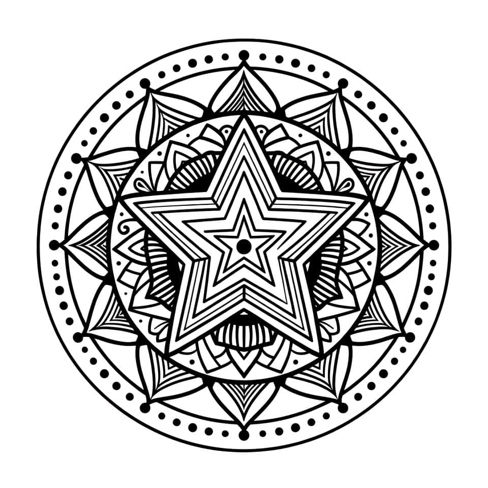Coloriage Mandala: Étoile de Base Mandalas