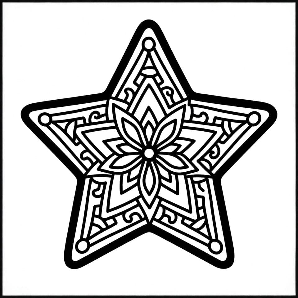 Coloriage Mandala: Étoile facile pour les enfants Mandalas