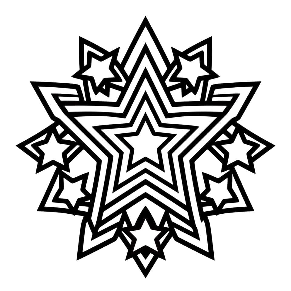 Coloriage Mandala: Étoile Facile Mandalas