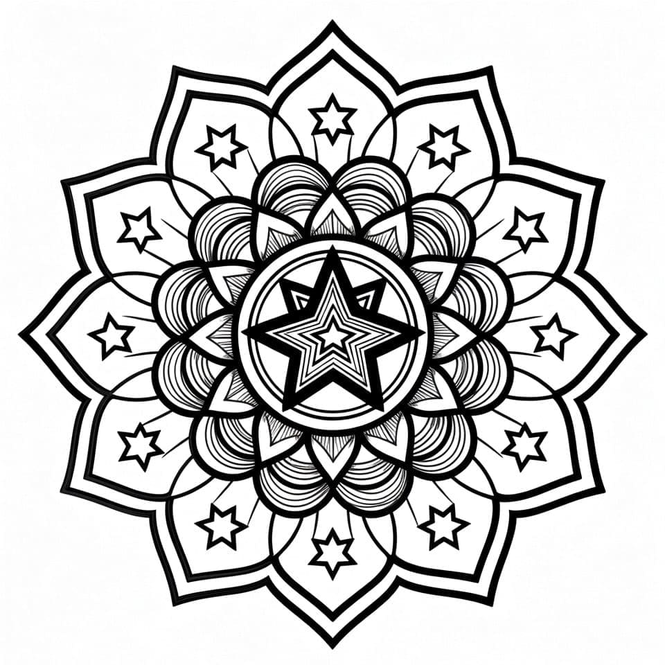 Coloriage Mandala: Étoile Mignonne Mandalas