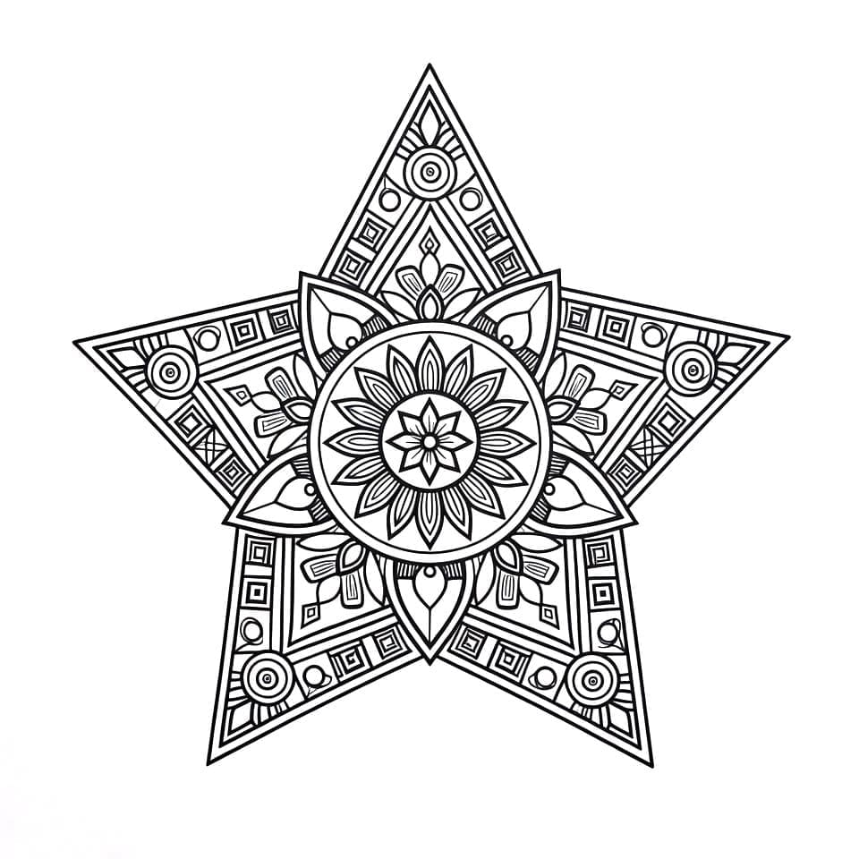 Coloriage Mandala: Étoile parfaite Mandalas