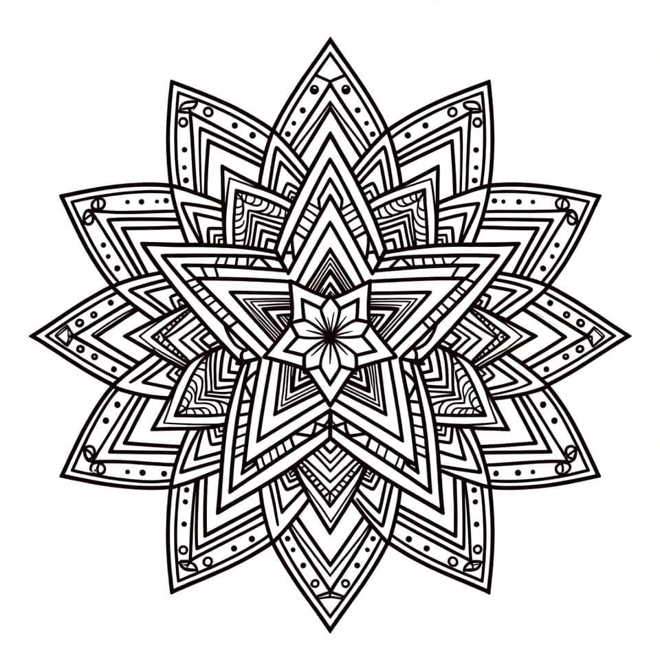 Coloriage Mandala: Étoile pour adultes Mandalas