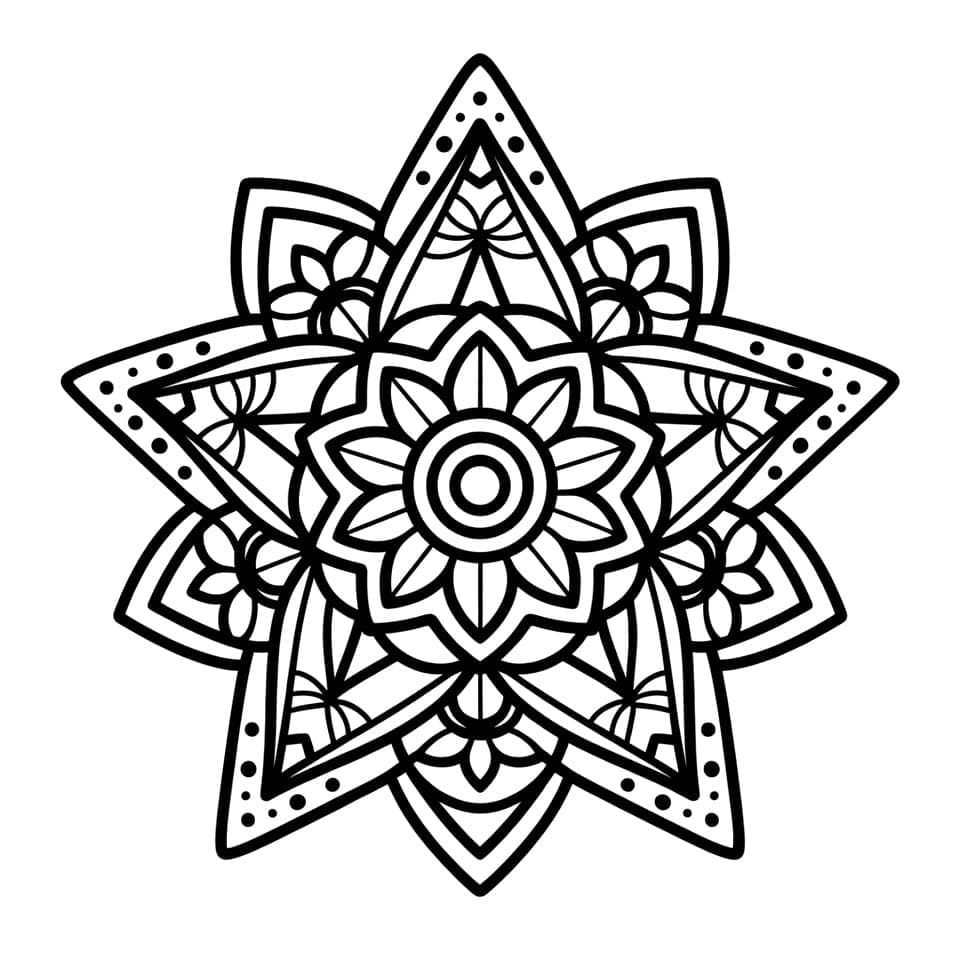 Coloriage Mandala: Étoile pour enfants Mandalas