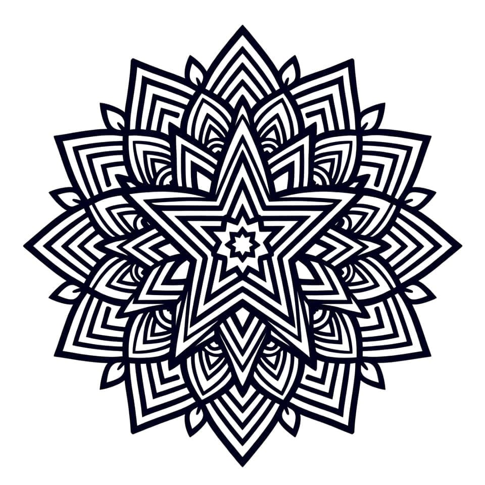 Coloriage Mandala: Étoiles Dur Mandalas