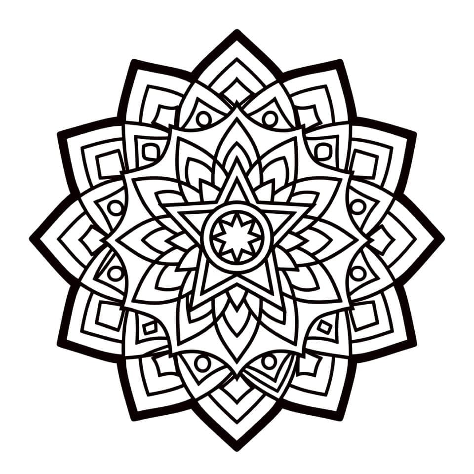 Coloriage Mandala: Étoiles Gratuit Mandalas