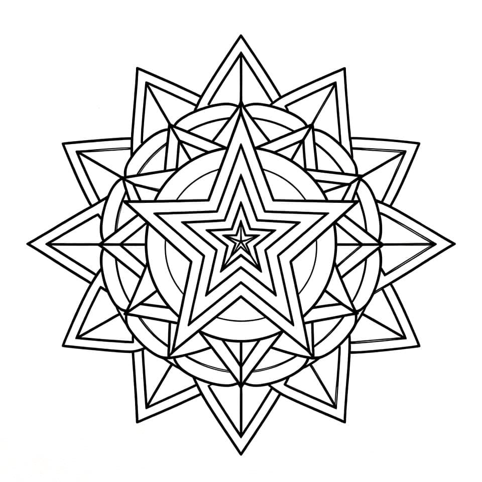 Coloriage Mandala: Étoiles Simple Mandalas
