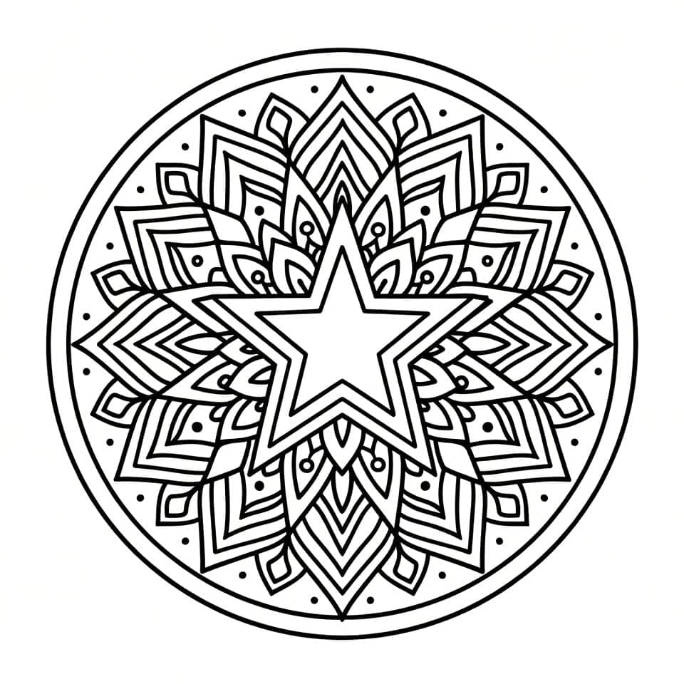 Coloriage Mandala: Étoiles Superbe Mandalas