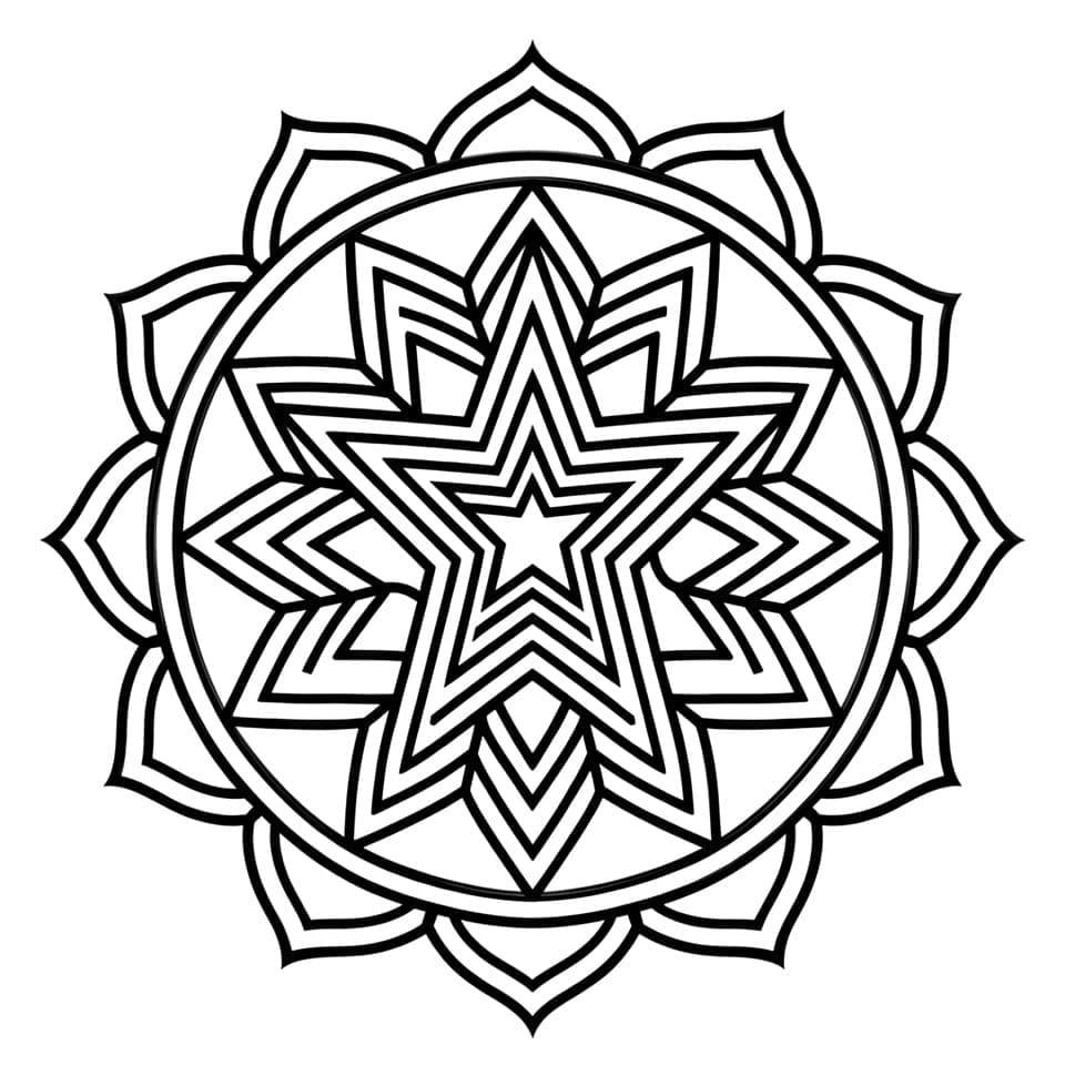 Coloriage Mandala: Étoiles Téléchargement Gratuit Mandalas