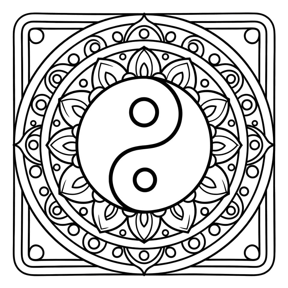 Coloriage Mandala: Yin Yang Gratuit Mandalas