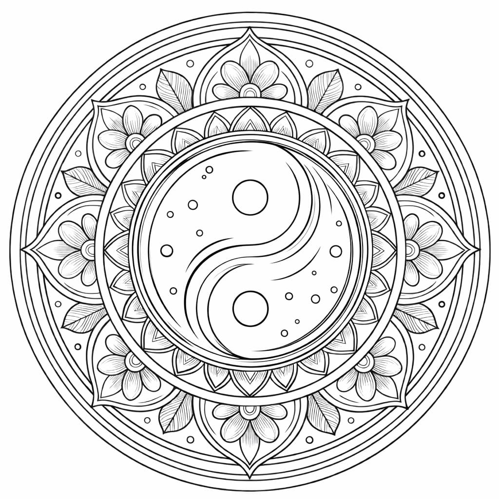 Coloriage Mandala Yin Yang Mandalas