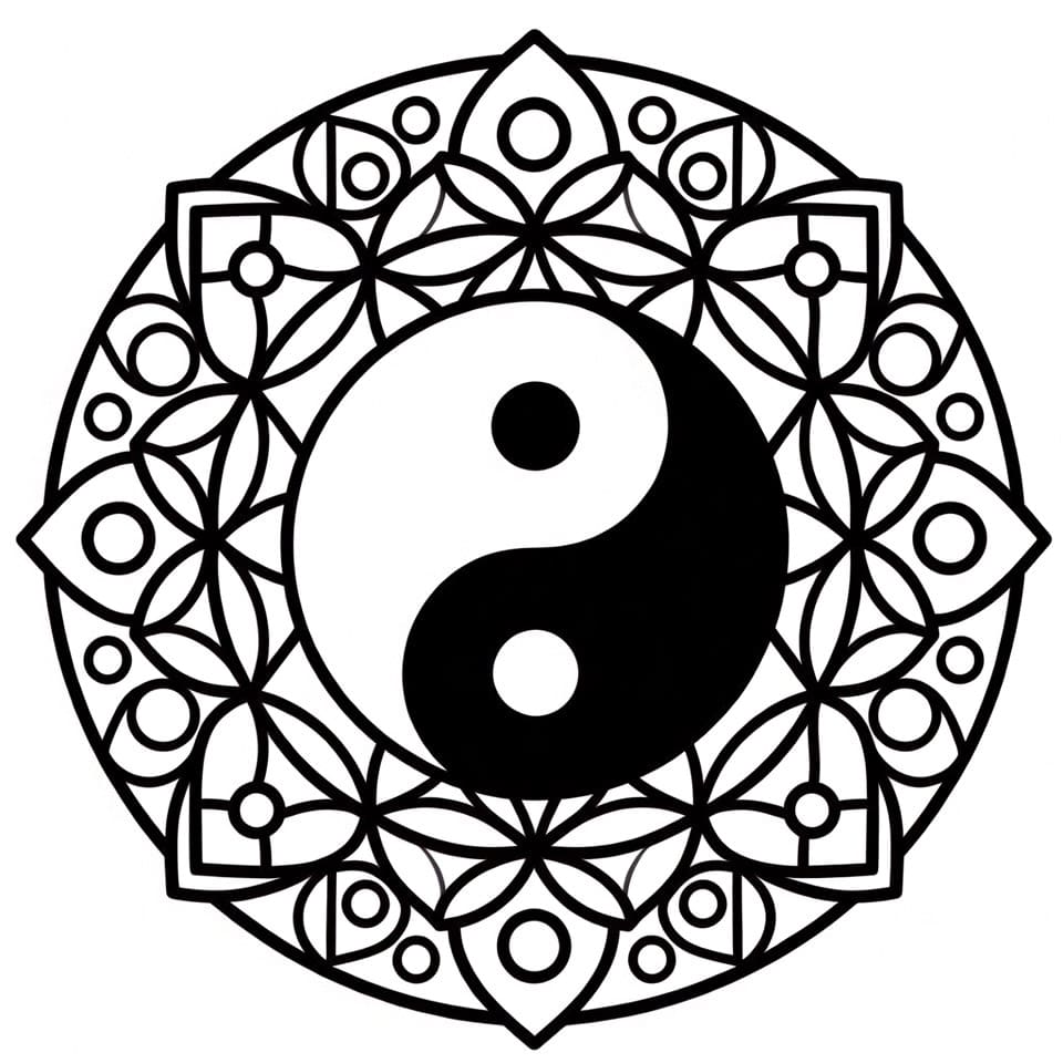 Coloriage Mandala: Yin Yang pous enfant Mandalas