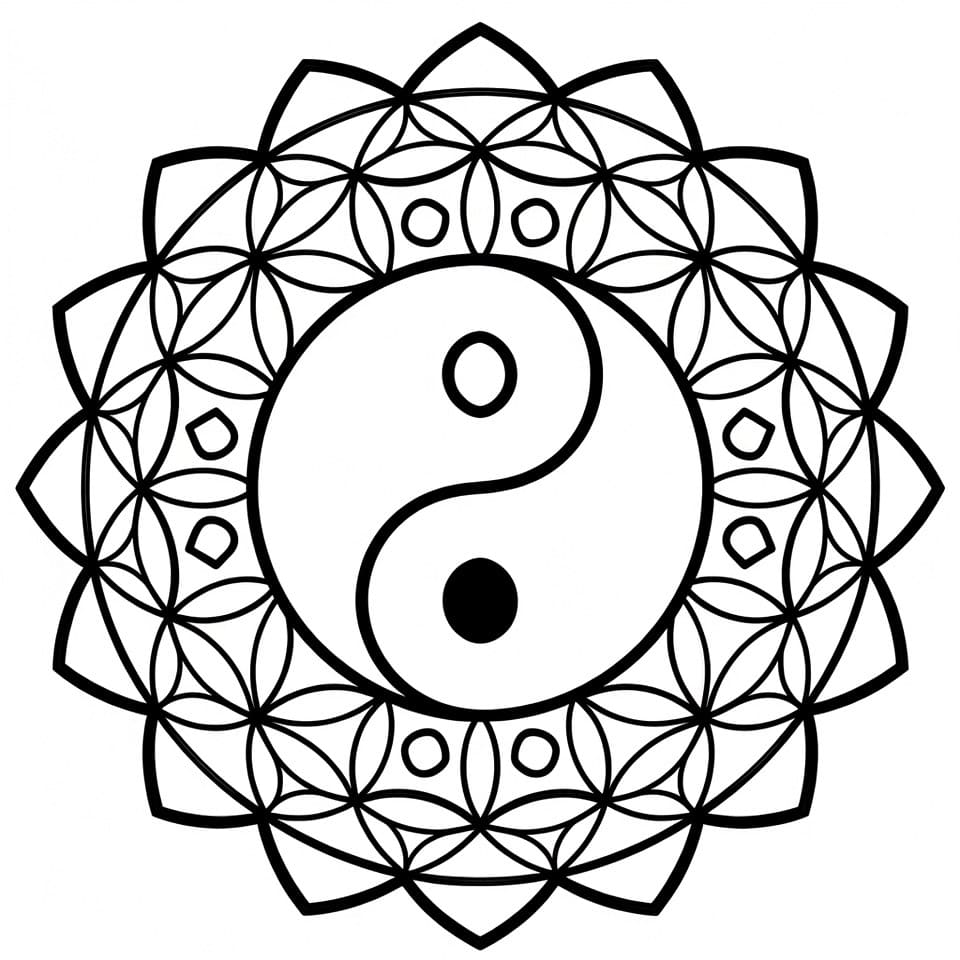 Coloriage Mandala: Yin Yang Simple Mandalas