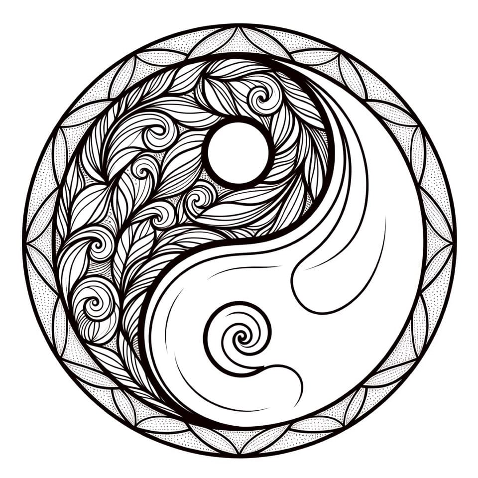 Coloriage Mandala: Yin Yang téléchargement gratuit Mandalas