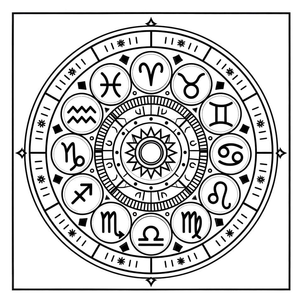 Coloriage Mandala: Zodiaque Génial Mandalas
