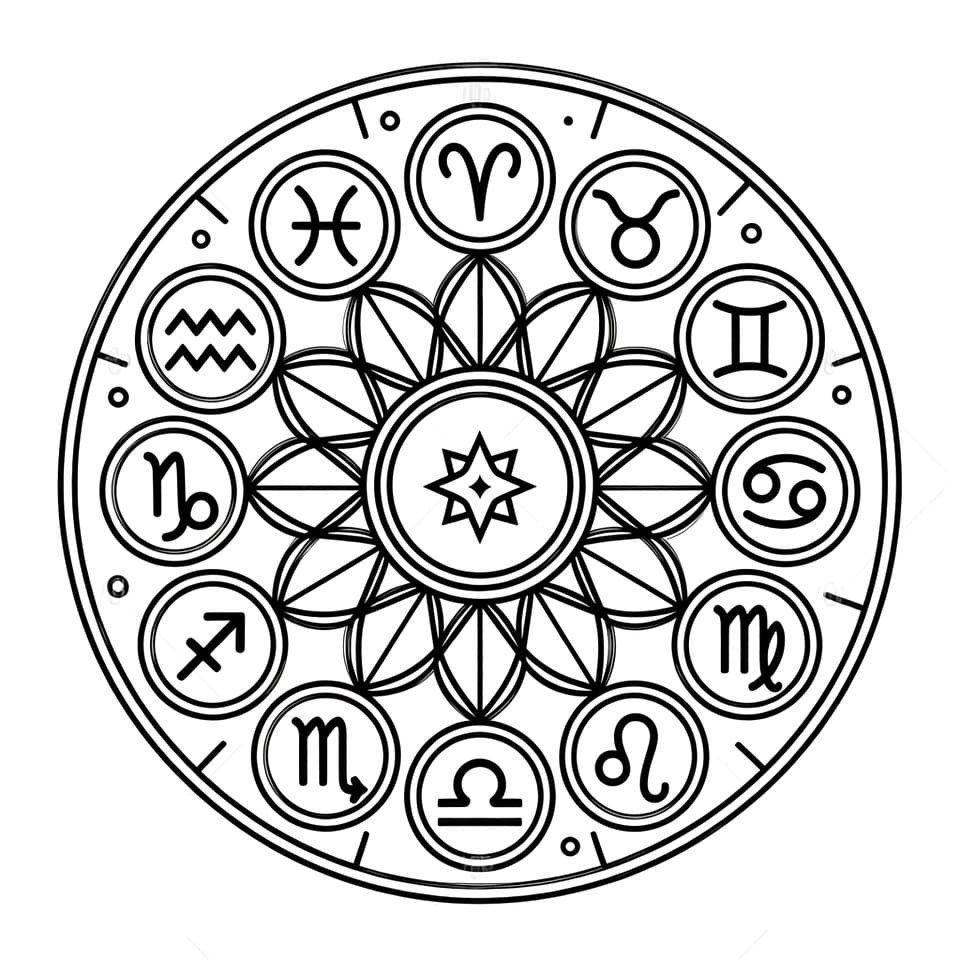 Coloriage Mandala: Zodiaque Imprimable Gratuit Mandalas