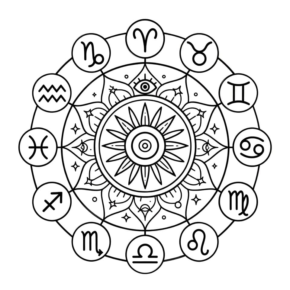 Coloriage Mandala: Zodiaque Magique Mandalas