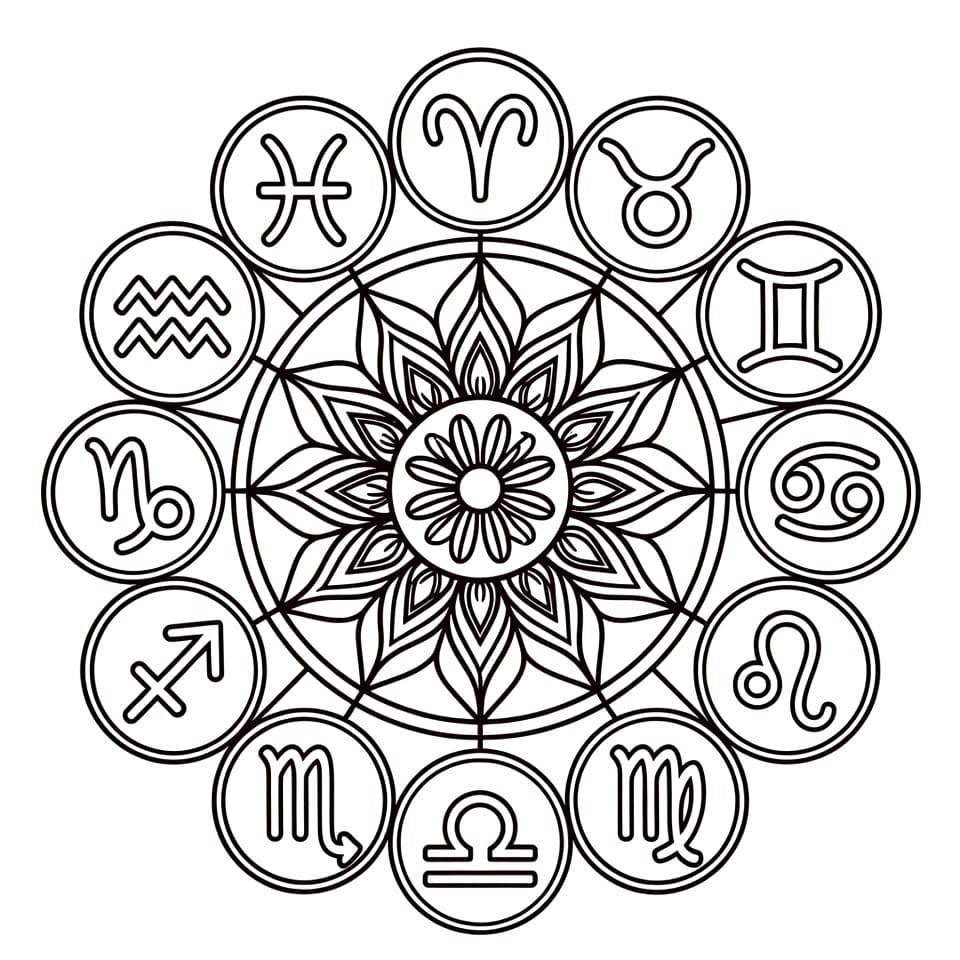 Coloriage Mandala: Zodiaque Téléchargement Gratuit Mandalas