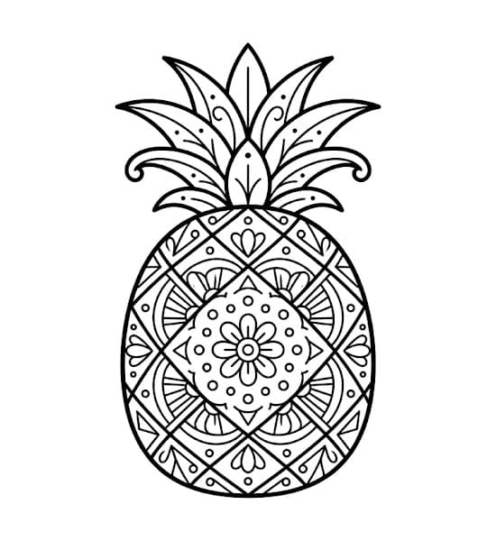 Coloriage Mandala: Ananas basique Mandalas