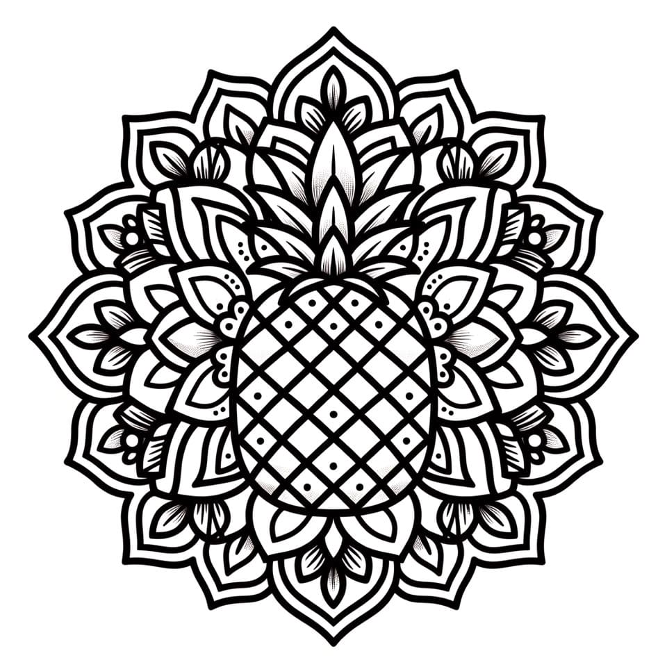 Coloriage Mandala: Ananas délicieux Mandalas