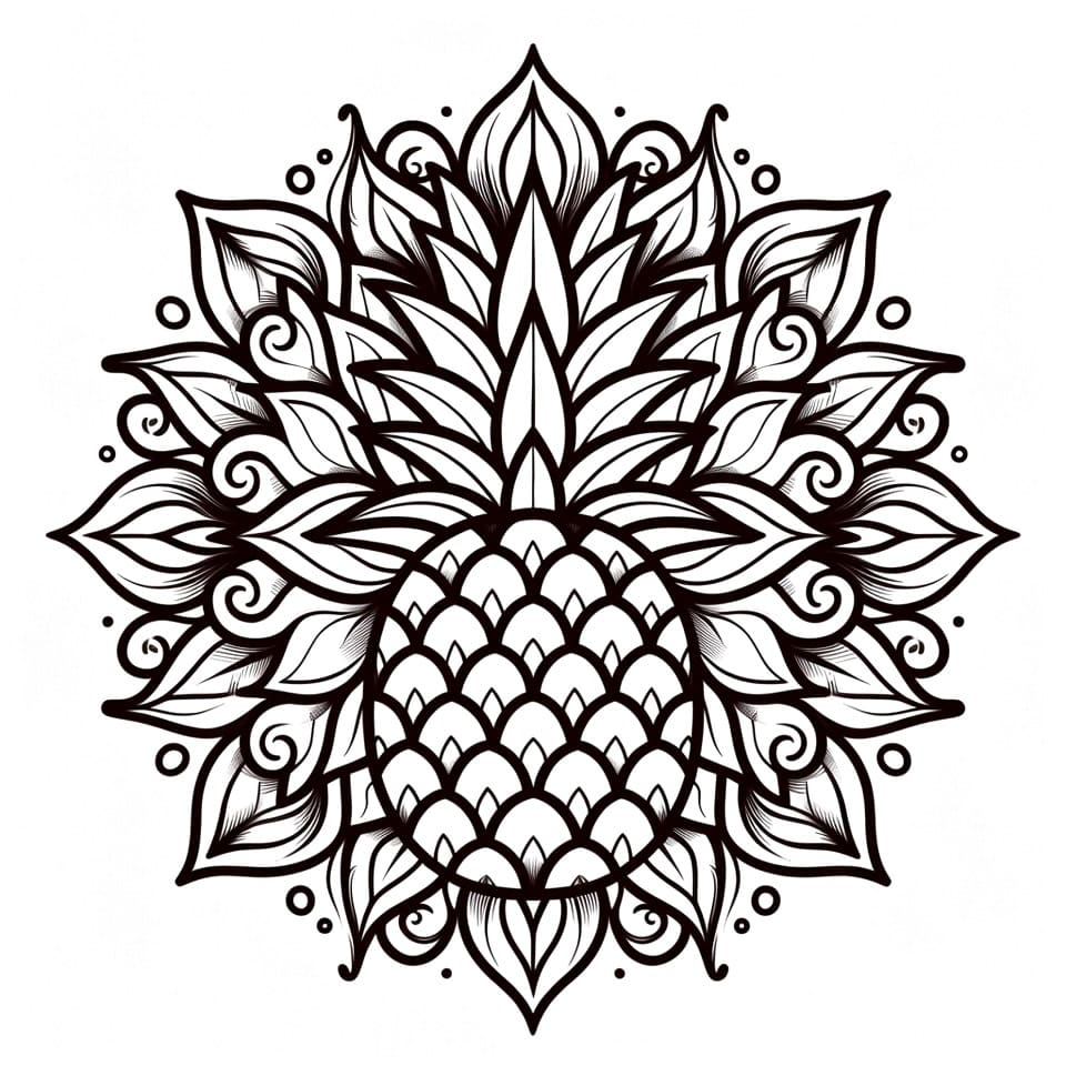 Coloriage Mandala: Ananas exotique Mandalas