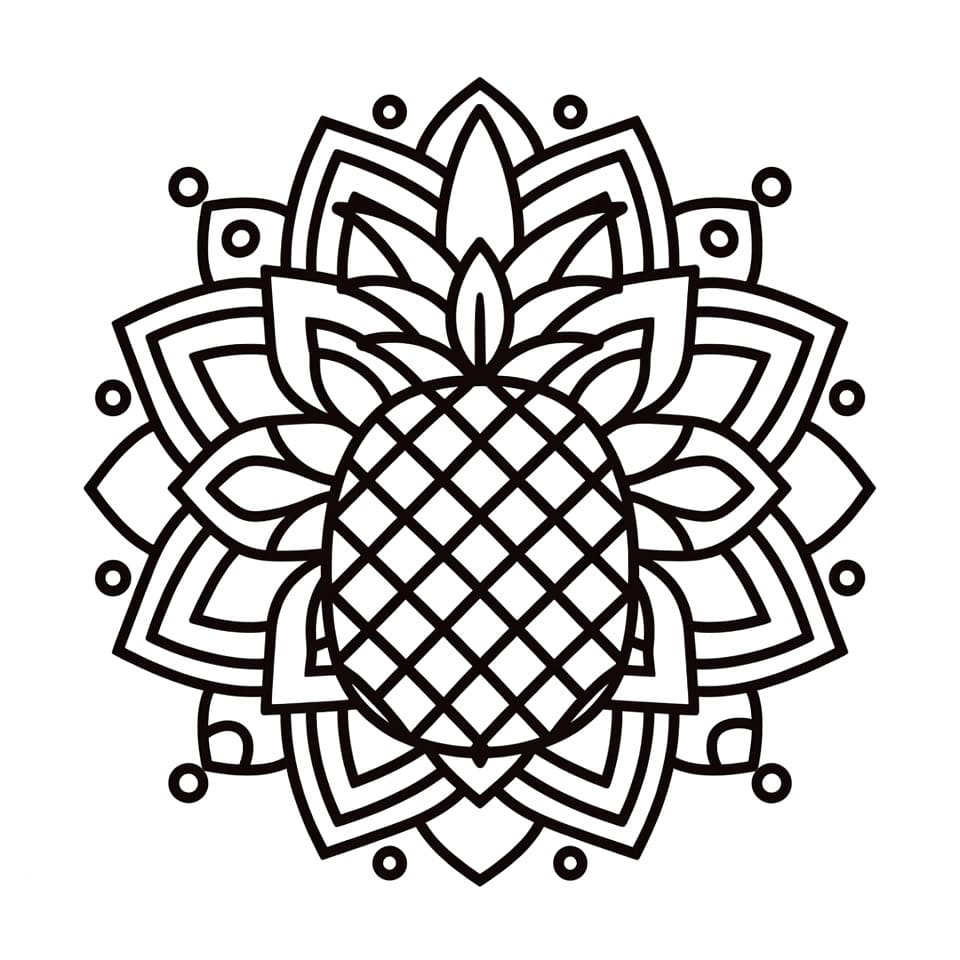 Coloriage Mandala: Ananas facile Mandalas