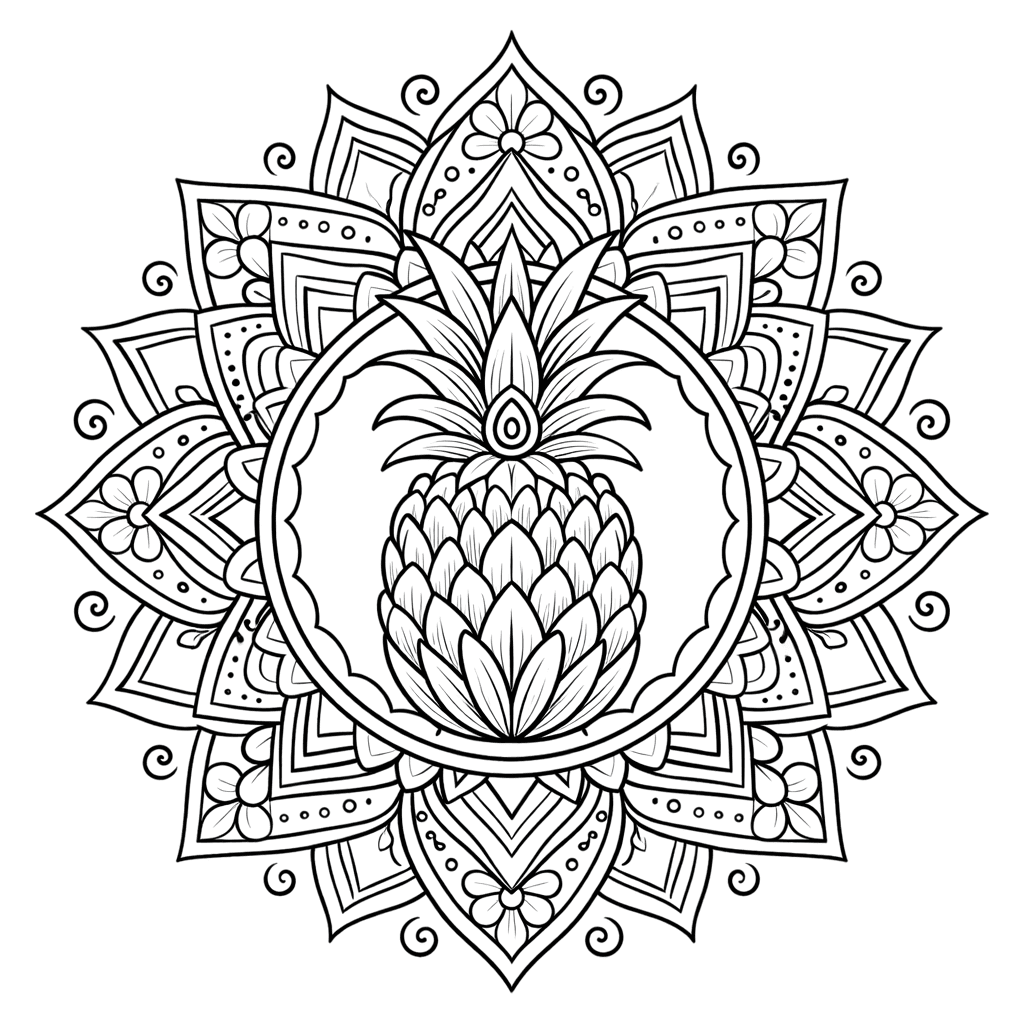 Coloriage Mandala Ananas Mandalas