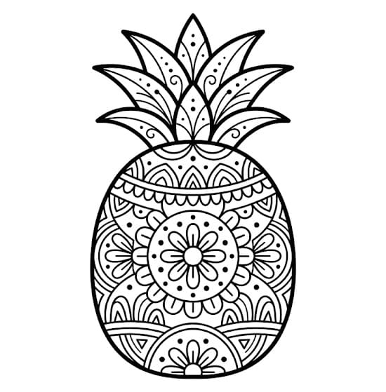 Coloriage Mandala: Ananas merveilleux Mandalas
