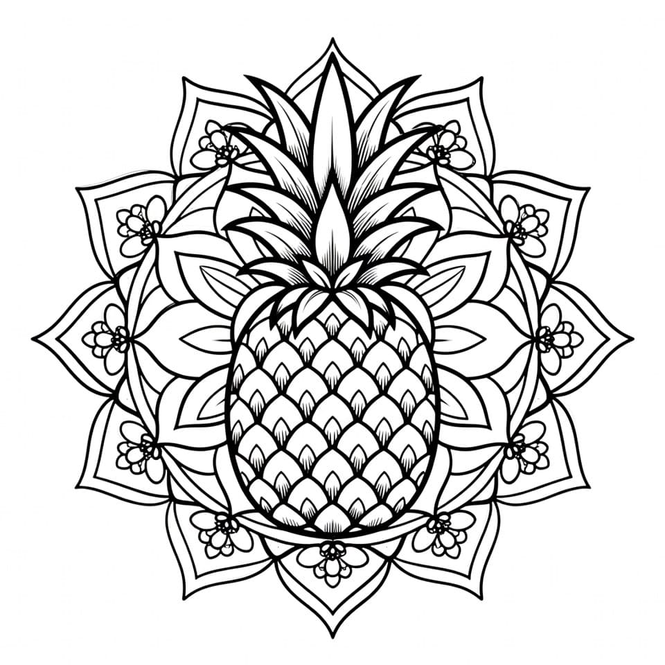 Coloriage Mandala: Ananas mignon Mandalas
