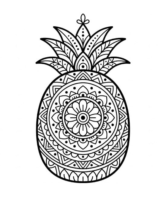 Coloriage Mandala: Ananas splendide Mandalas