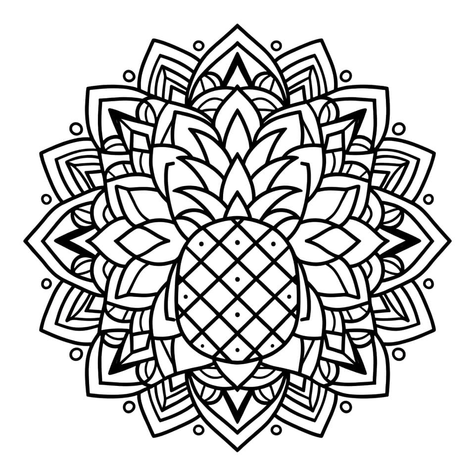 Coloriage Mandala: Ananas tropical Mandalas