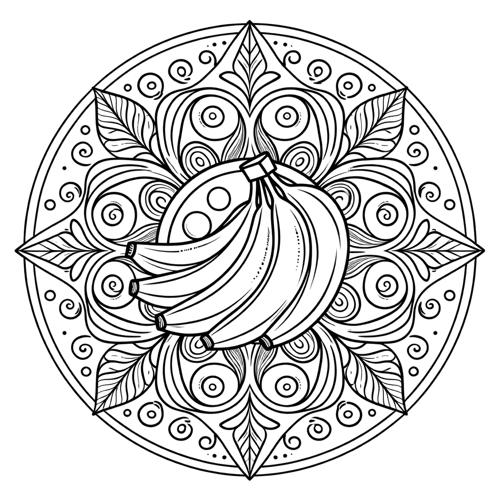 Coloriage Mandala: Bananes difficiles Mandalas