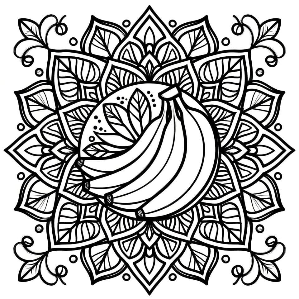 Coloriage Mandala: Bananes élégantes Mandalas