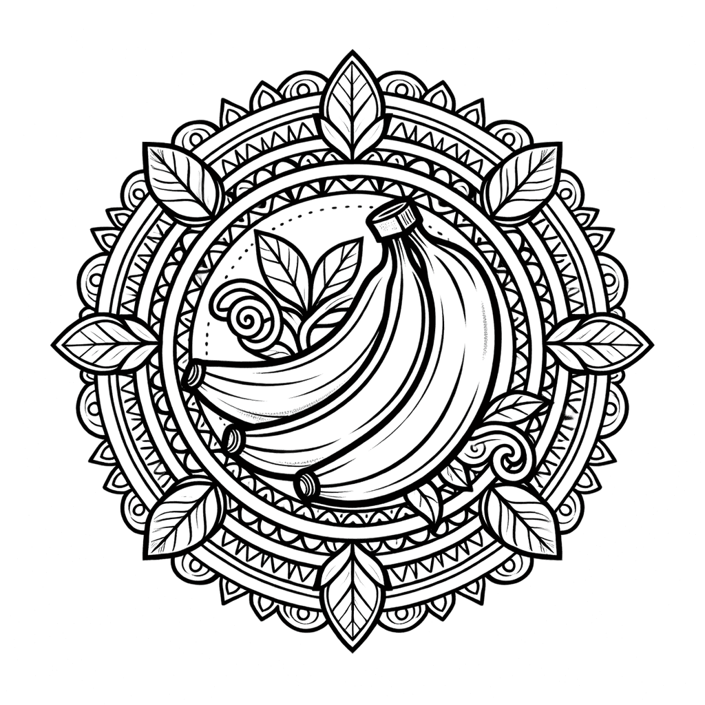 Coloriage Mandala: Bananes exotiques Mandalas