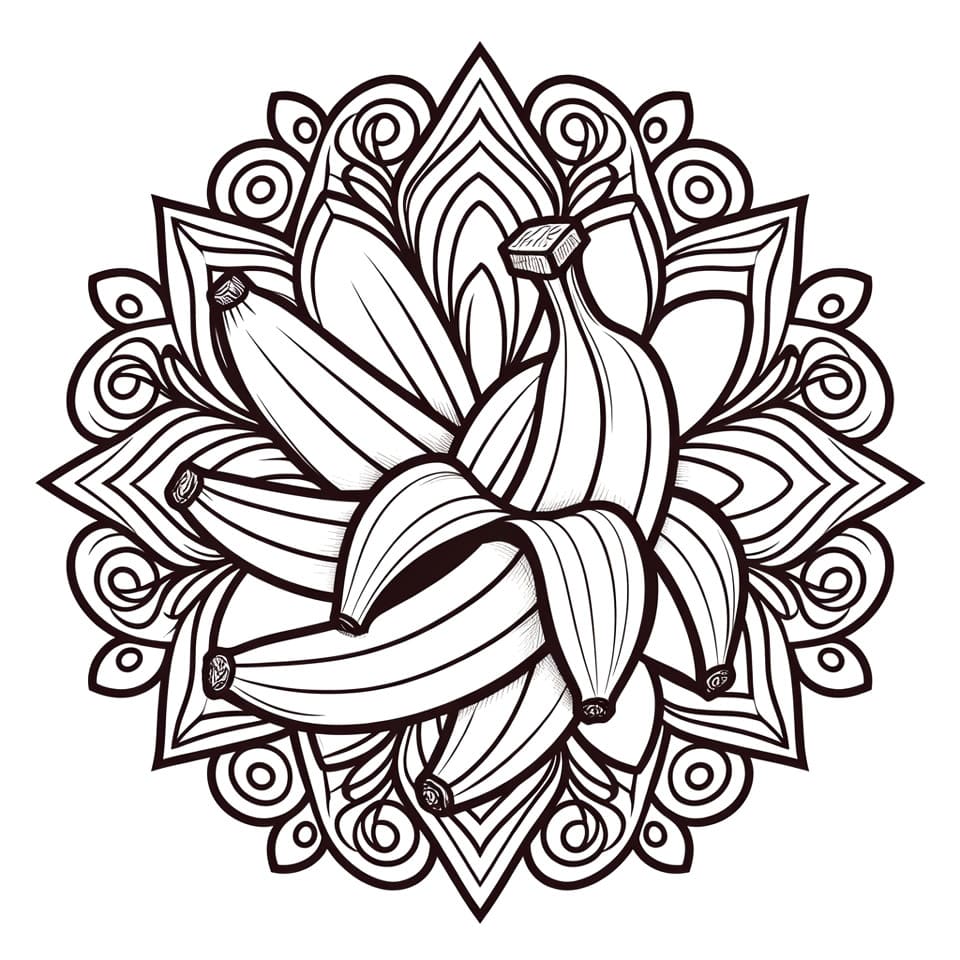 Coloriage Mandala: Bananes gratuit Mandalas