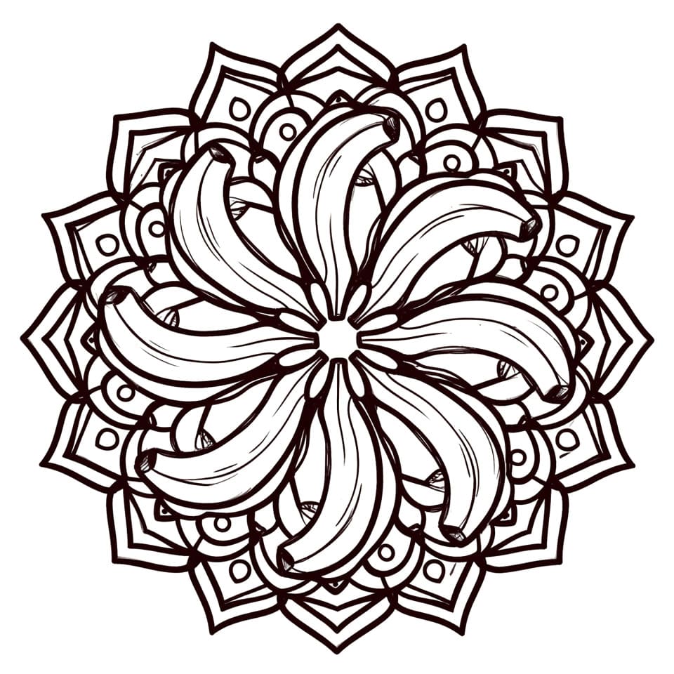 Coloriage Mandala: Bananes simples Mandalas