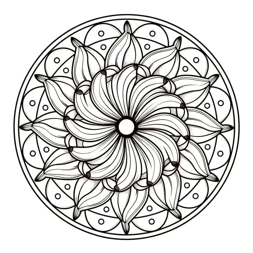 Coloriage Mandala: Bananes tropicales Mandalas