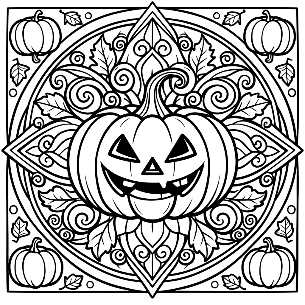 Coloriage Mandala: Citrouille d'Halloween Mandalas