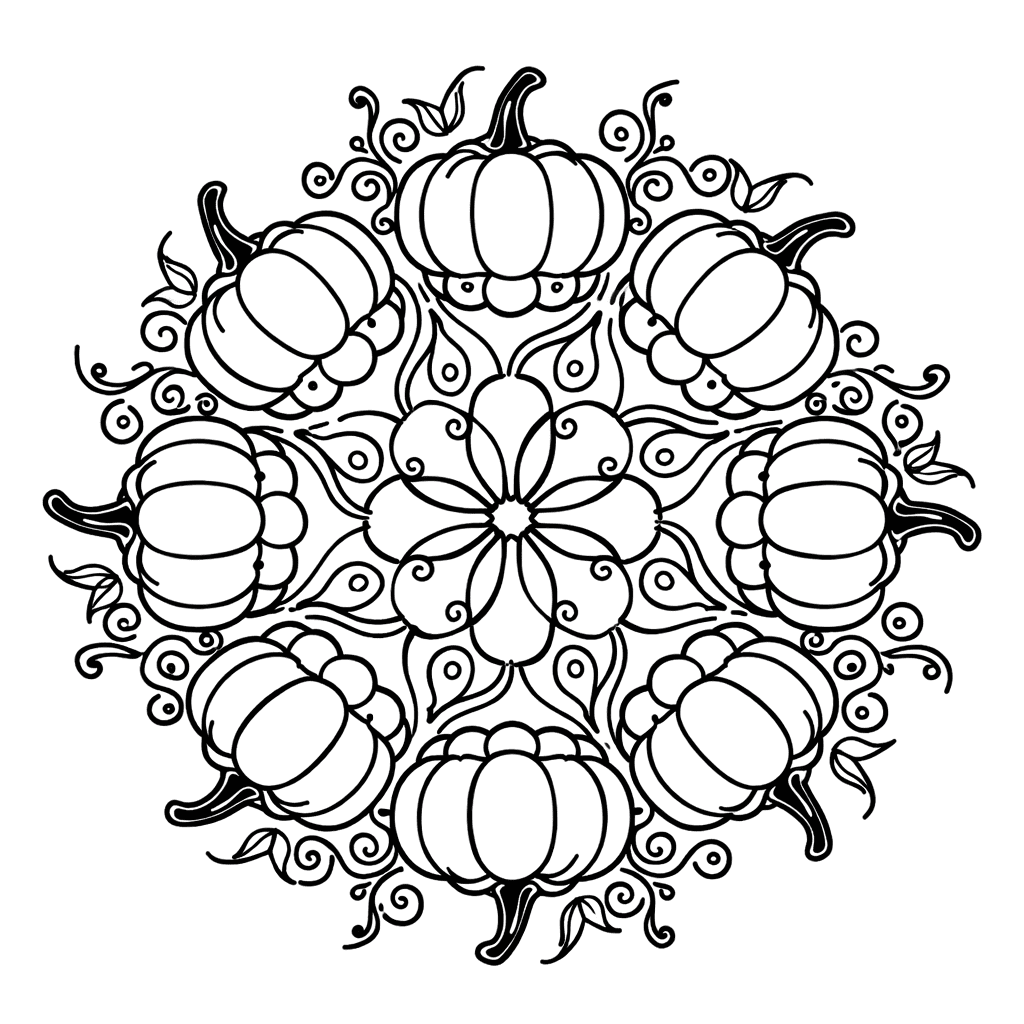 Coloriage Mandala: Citrouille imprimable Mandalas