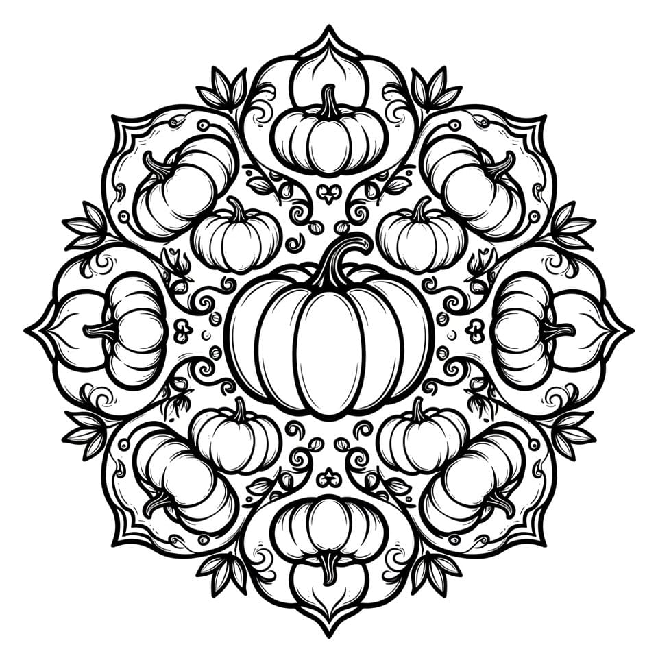Coloriage Mandala Citrouilles Mandalas