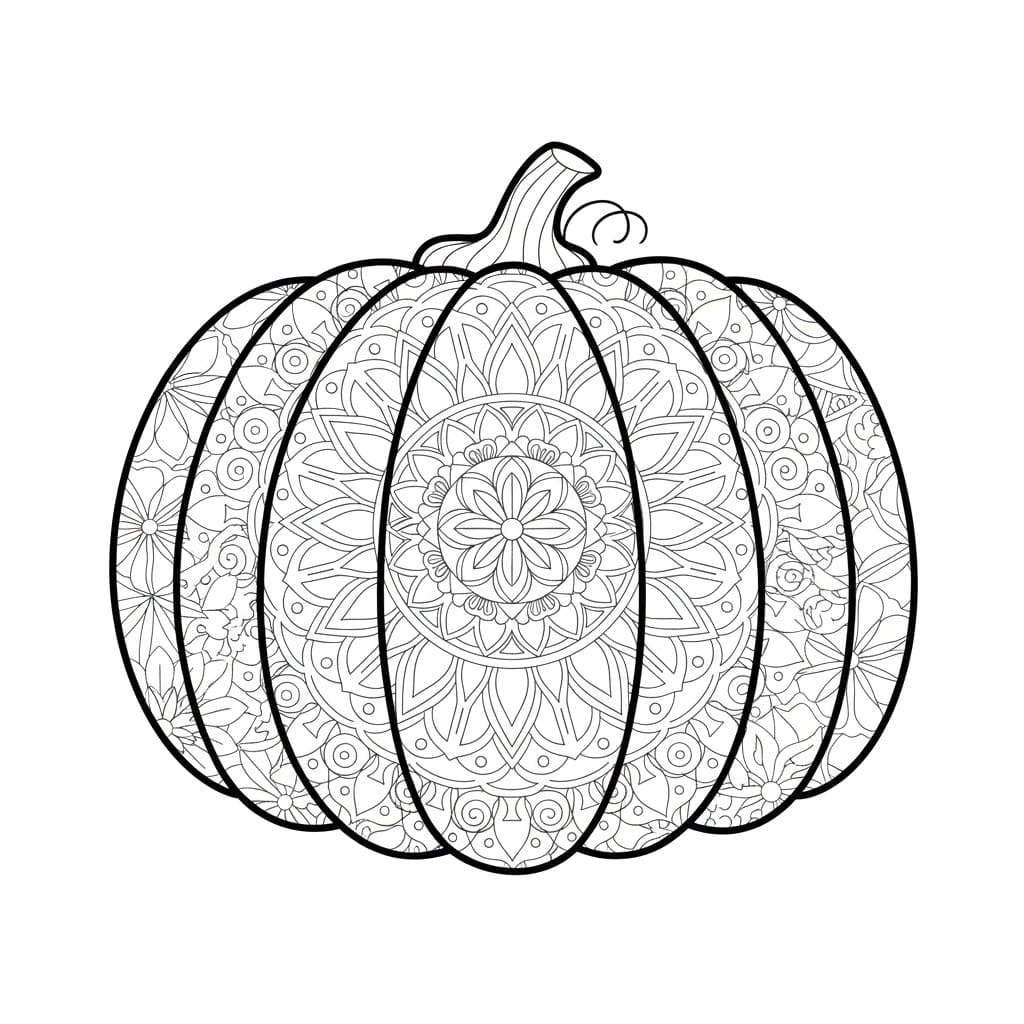 Coloriage Mandala: Citrouilles pour adultes Mandalas