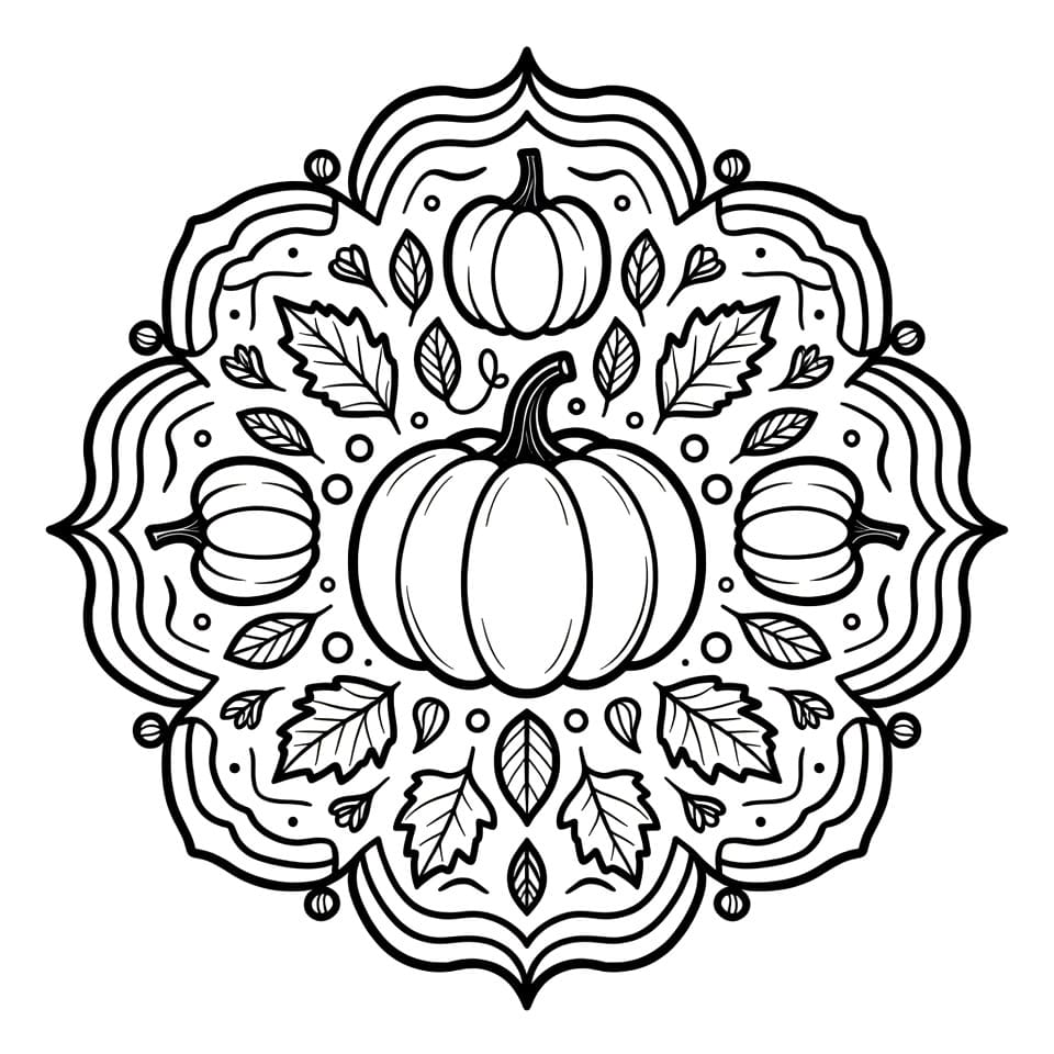 Coloriage Mandala: Citrouilles pour enfants Mandalas