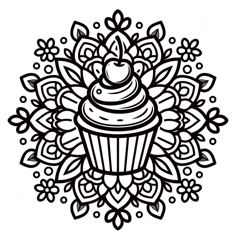 Coloriage Mandala Cupcake Mandalas