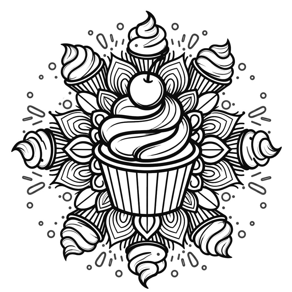 Coloriage Mandala: Cupcake Gratuit Mandalas