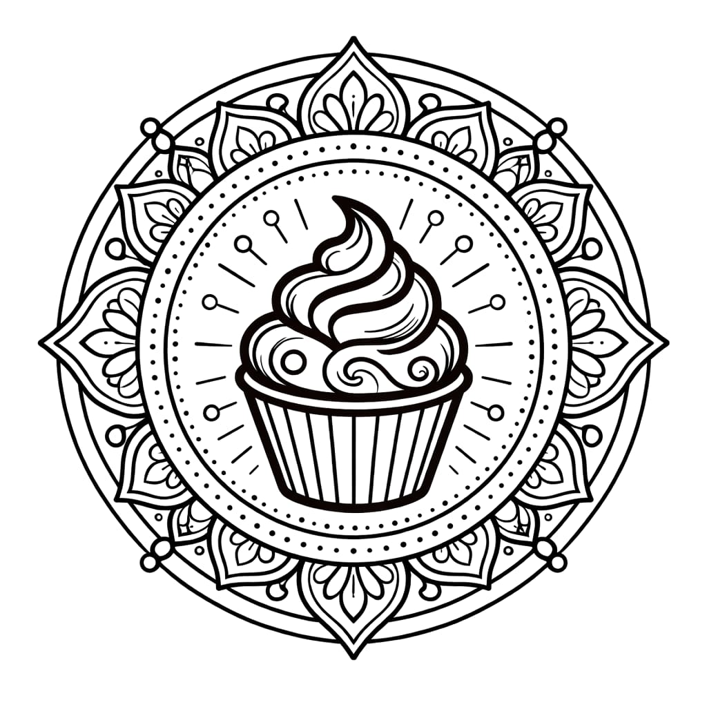 Coloriage Mandala: Cupcake Imprimable Mandalas