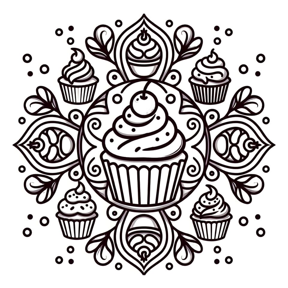 Coloriage Mandala: Cupcake Simple Mandalas