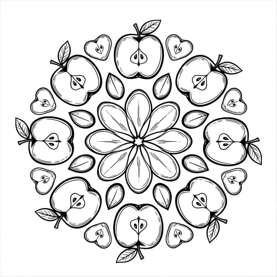 Coloriage Mandala: De belles pommes Mandalas