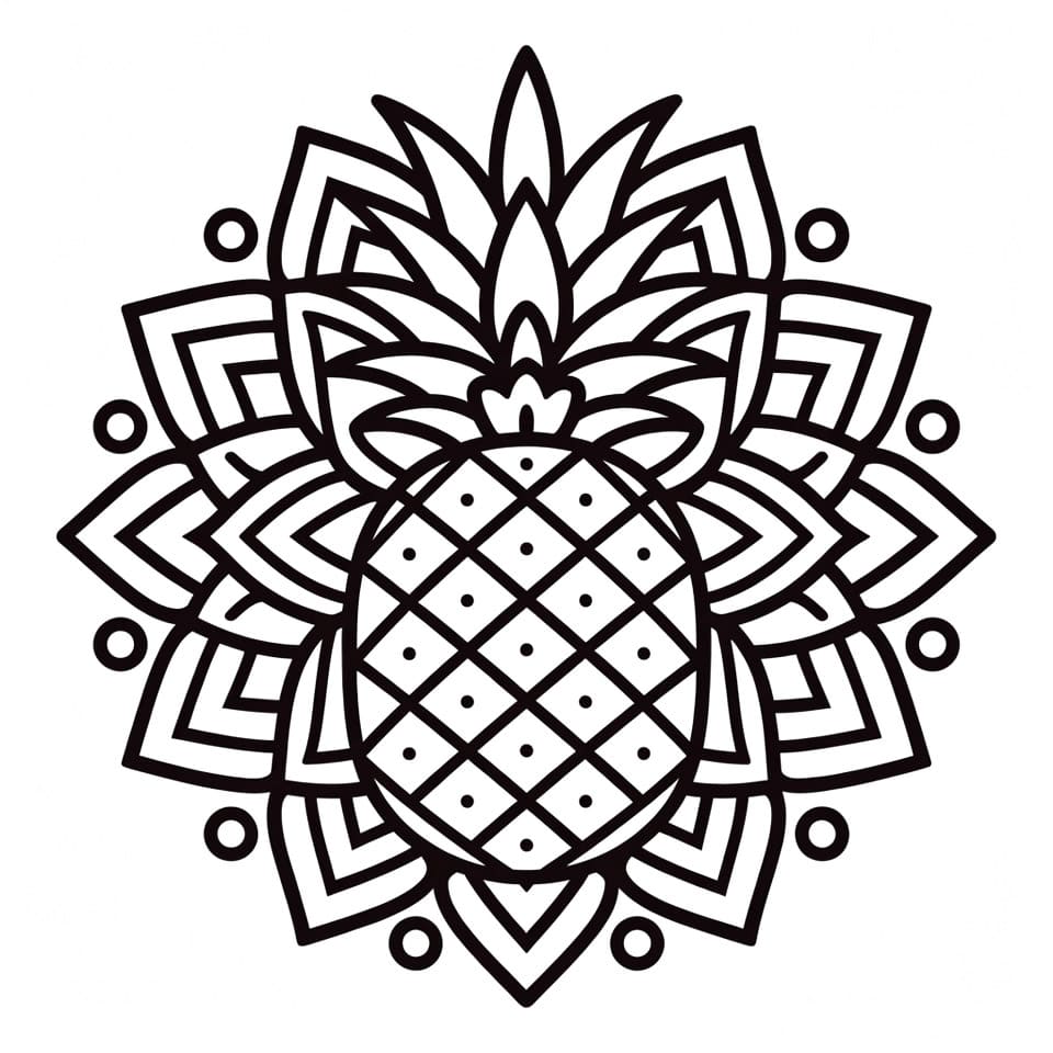 Coloriage Mandala: Facile ananas Mandalas