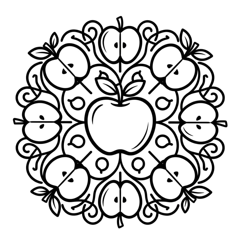 Coloriage Mandala: Facile pommes Mandalas