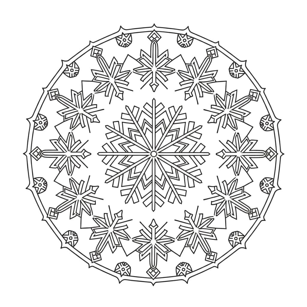 Coloriage Mandala: Flocon de neige abstrait Mandalas