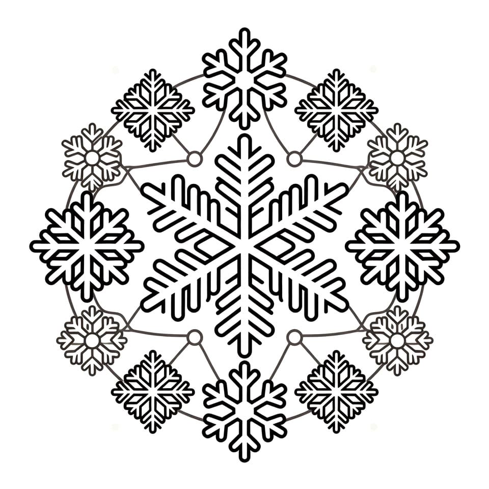 Coloriage Mandala: Flocon de neige agréable Mandalas